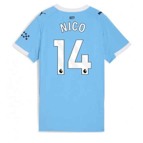 Lacne Ženy Futbalové dres Manchester City Nico Gonzalez #14 2025-26 Krátky Rukáv - Domáci